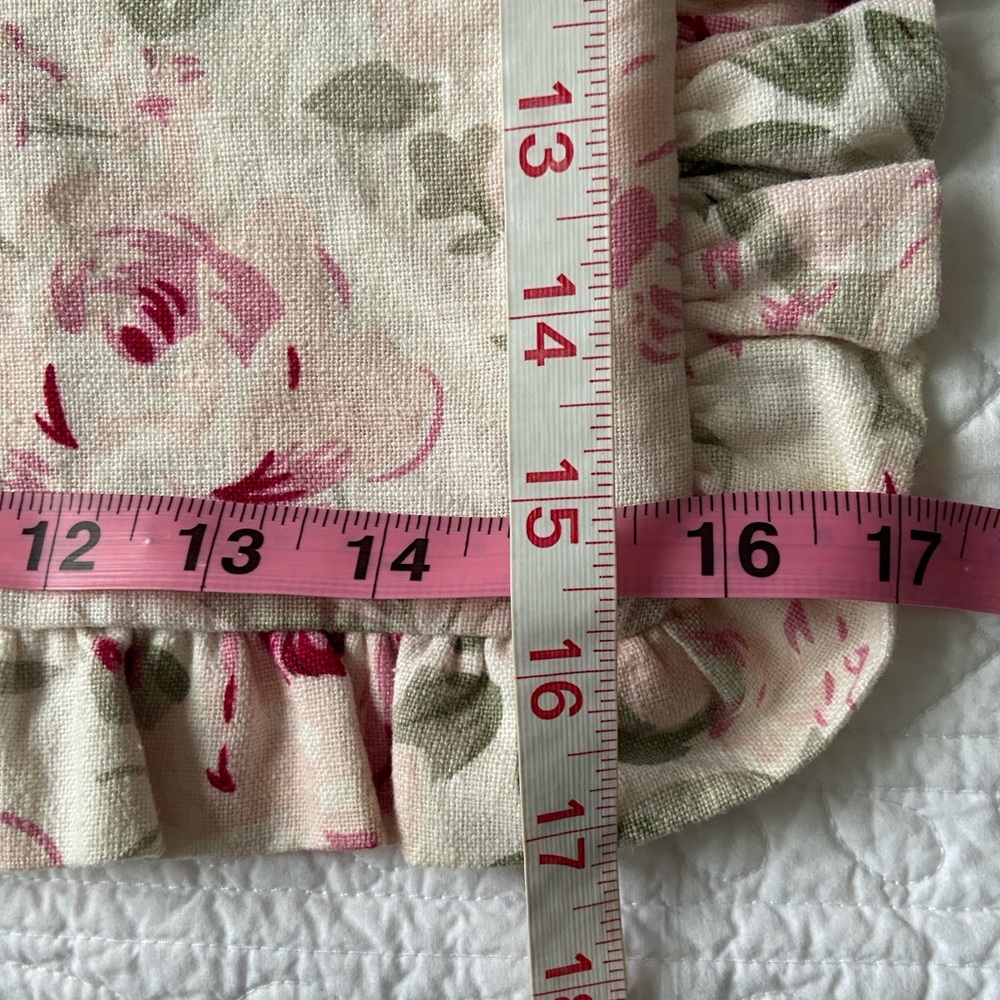 Simply Shabby Chic Rosalie Linen Blend Floral Roses Pillow Cover Pair Cream Pink - Picture 13 of 16